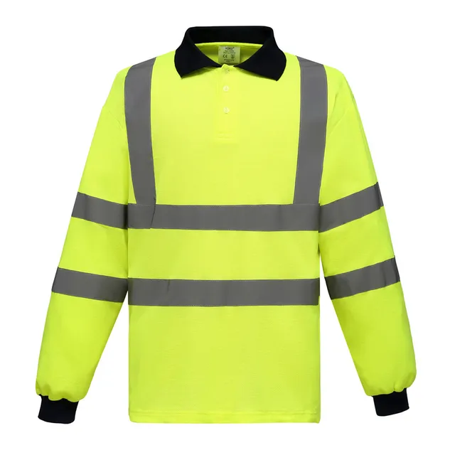 Orange Long Sleeve Reflective Safety Polo