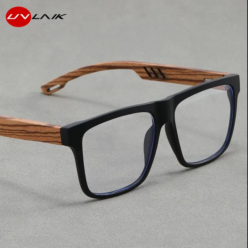 Myopia Glasses Optical Glasses Eyeglasses Frames Eyeglass Frames Wood Grain Flat Leg Myopia Glasses With Wooden Retro Flat Light And Anti Blue Light Frame Can Be Matched For Both Men And Women