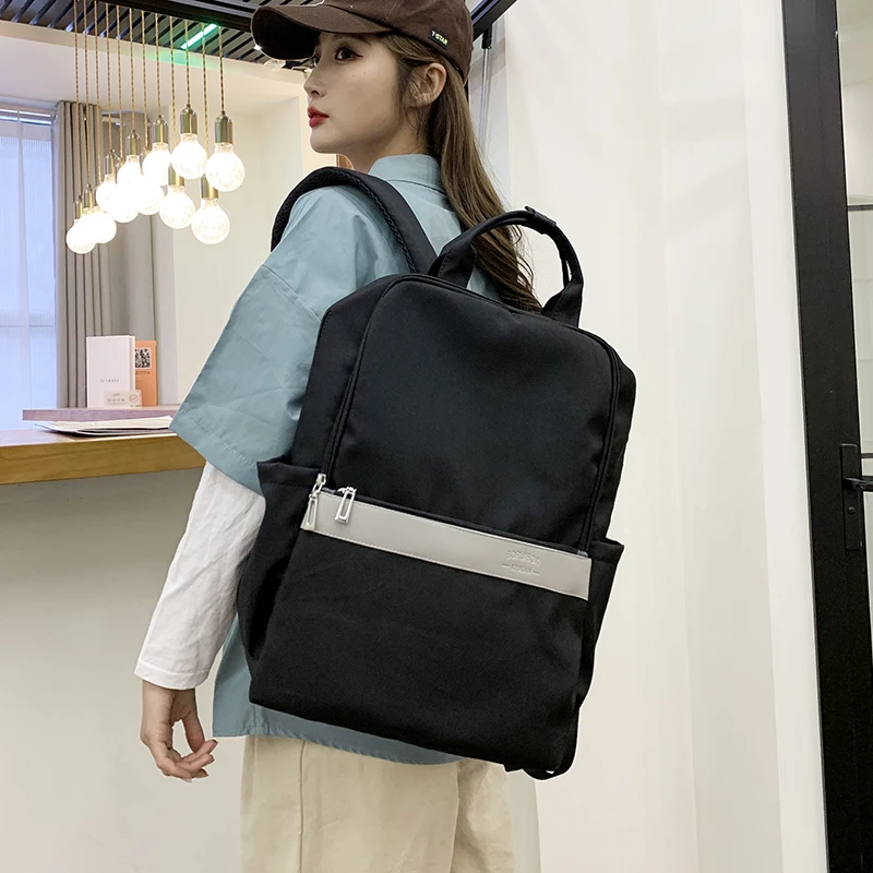 2022 New Panelled Backpack Fashion Casual Student Women College Young Girl School Bags For Teenage Girls Long Handle Travel 