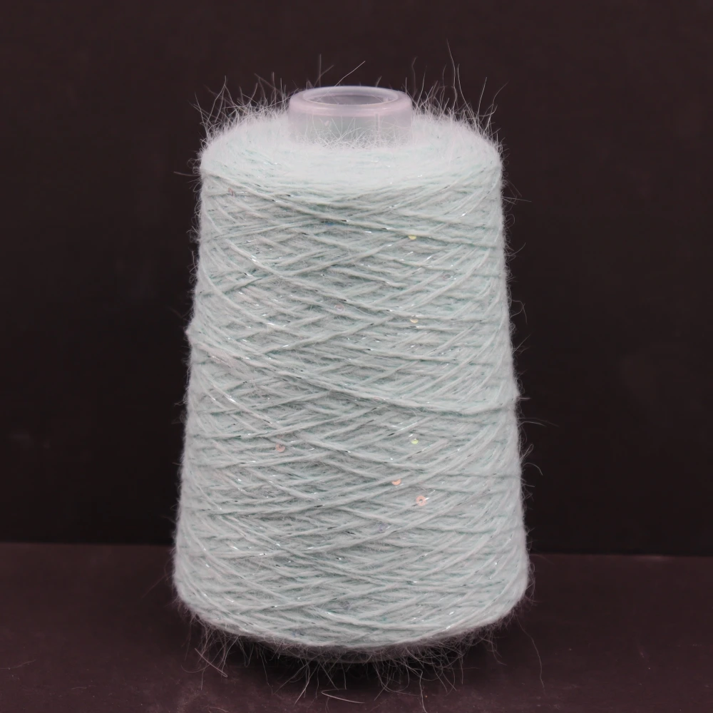 100g 600m Angora 2mm sequin lurex yarn Angora rabbit hair cashmere wool long mink yarn Soft fluffy 4