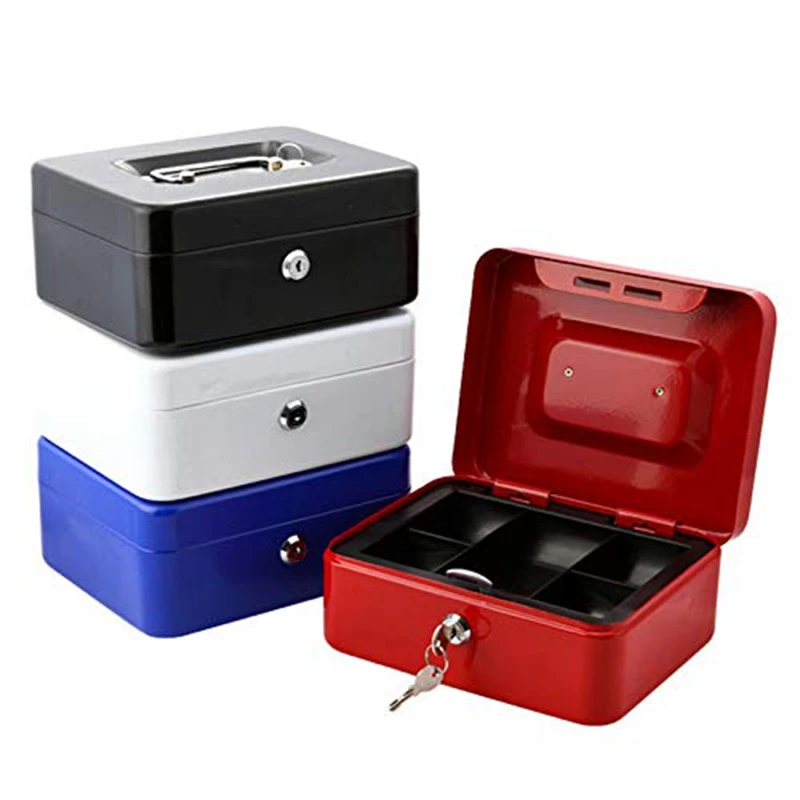 Mini Portable Security Safe Box Money Jewelry Storage Collection Box For Home School Office With Compartment Tray Lockable 2