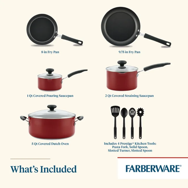 Farberware 12-Piece Easy Clean Nonstick Pots Pans Cookware Set - AliExpress