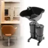 Backwash Shampoo Bowl Basin Portable Hairdress Spa Salon Hair Washing Sink Black 2