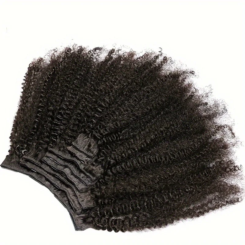 4B 4C Afro Kinky Culy Clips In Human Hair Extensions Brazilian Remy Human Hair Clips in 120G 8Pcs/Set 10-24 Inches For Women