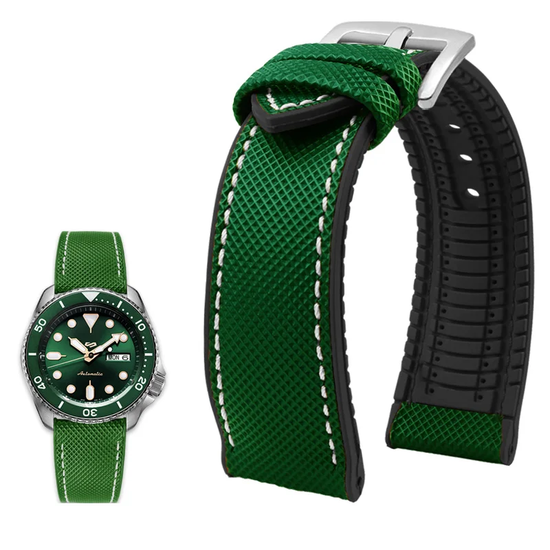 Durable Canvas Nylon Waterproof Watch Strap with Rubber Lining - Men's Watchband Accessories