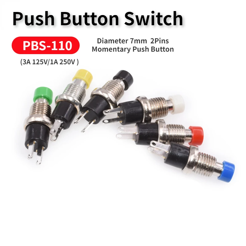 

5Pcs/Lot Diameter7mm Resest /Momentarty Type 2 Pins Push Button Switch PBS-110