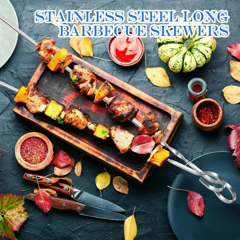 12 Piece Set of Nylon Bags for Barbecue Skewers 39cm Long Steel Skewers for Meat Skewers Used Bonfires or Barbecues barbecue skewers bbq grilling accessories