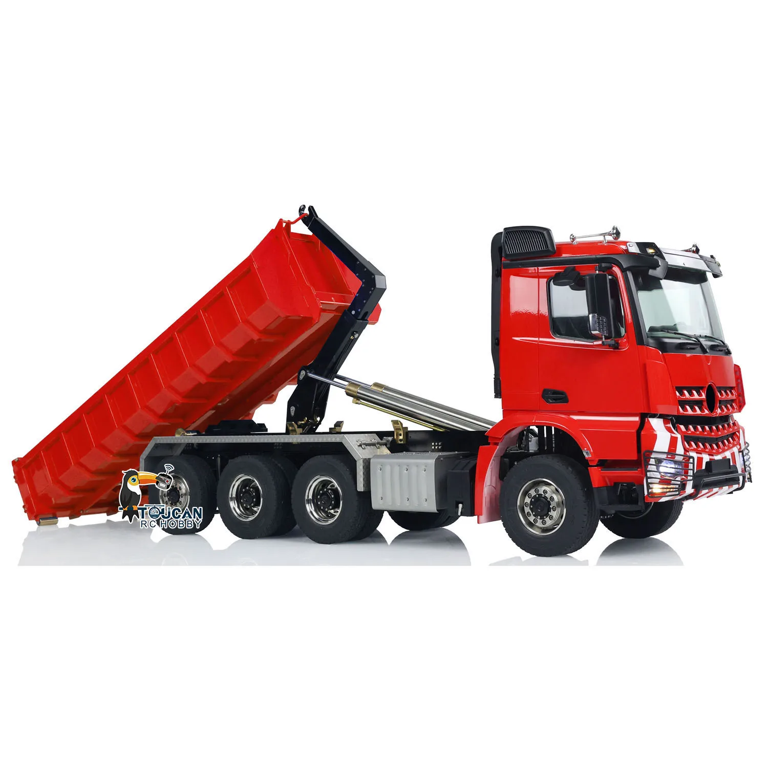 1/14 RC Hydraulic Full-dump 8x8 Truck Metal Roll Off Dumper Car 3-speed Gearbox Model with Light Sound Rear Axle Lifting TH23685 3
