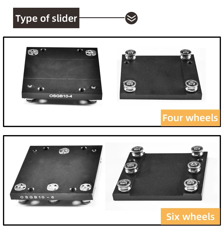 4 Rodas, 6 Rodas, Doulbe Eixo-Guia Linear Rail Slider