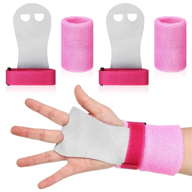 4Pcs Gymnastics Grips and Wristbands Bar Grips Palm Protection and Wrist Support Bands for Kids Workout Exercise ортез шина medi wrist support 880 правый серый р 2