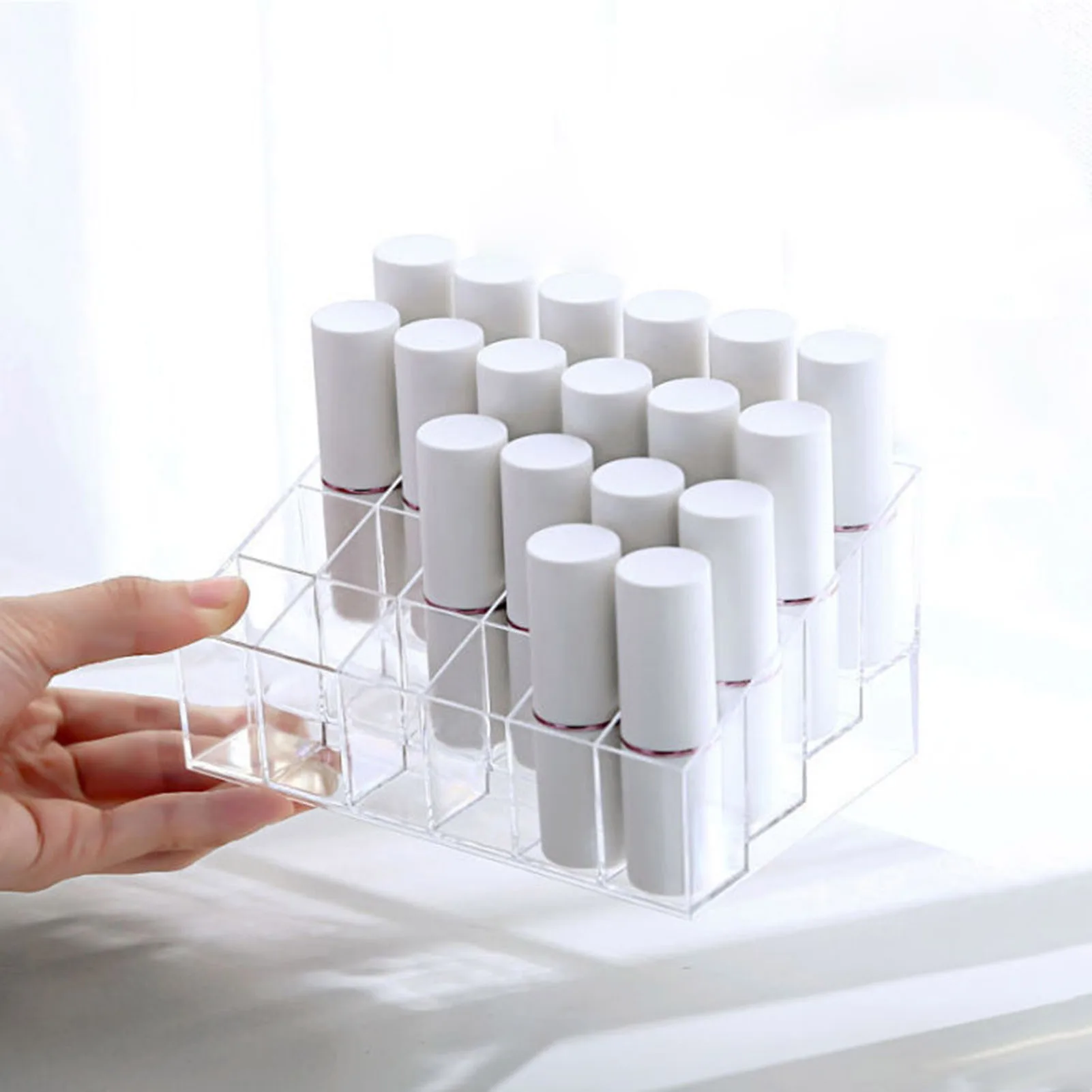 Clear 9/24/36/40 Grids Acrylic Makeup Organizer Lipstick Holder Display Rack Case Cosmetic Nail Polish Make Up Organiser Tool 6
