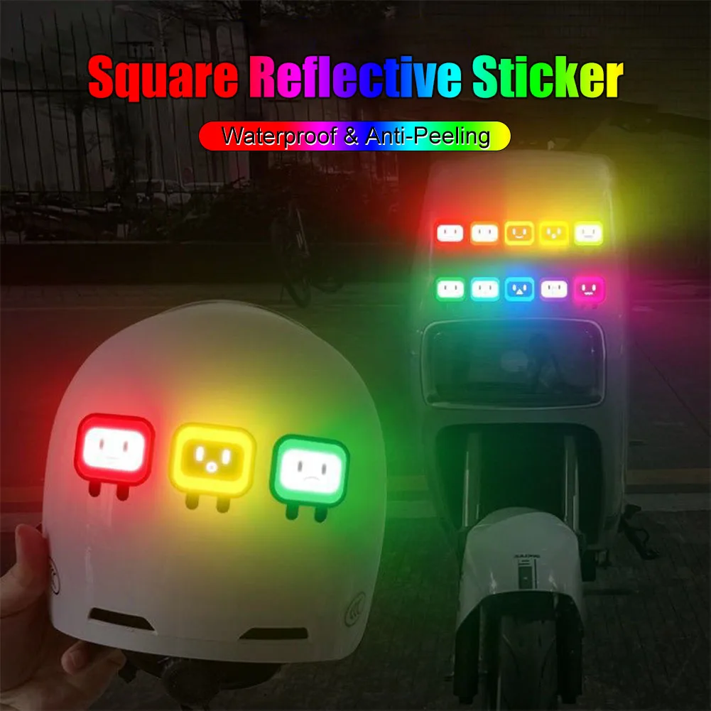 10 Reflective Stickers 3.2x3.5cm Cute Car Decal Adhesive Sticker Waterproof Decor for Motorcycle Scooter Helmet Electric Vehicle 100pcs 1inch gracias sliver laser gold round waterproof stickers colorful adhesive paper sticker thank you reflective