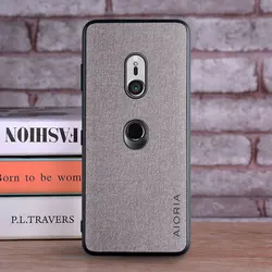 Premium Textile Leather Case with Soft TPU and Hard PC Protection - Sleek and Durable Back Cover for xperia XZ3 (Light Gray)