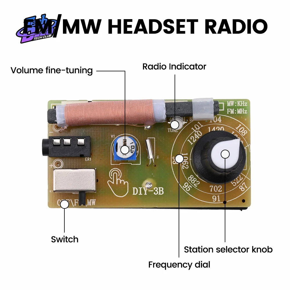 87-108MHz AM/FM DIY Electronic Kits Wireless Stereo FM Radio Receiver Module PCB for DIY Learner Tool 4