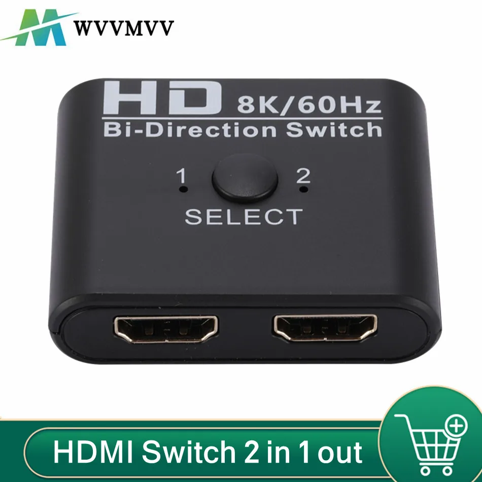WvvMvv 8K 60 Гц HDMI переключатель двунаправленный 4K 60 Гц HDMI Переключатель 1x 2/2x1 для ПК ноутбука Xbox PS3/4 для монитора проектора