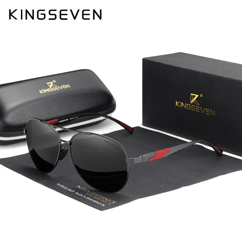 

KINGSEVEN Brand Design Men's Sunglasses Polarized Aluminum Pilot Glasses For Women Fashion Style UV400 Gafas De Sol N7228