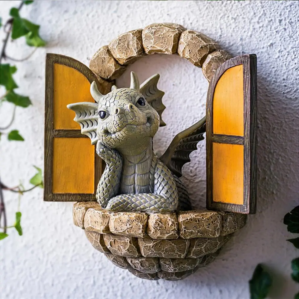 

Balcony Dragon Decor Dragon Figurine Statue Exquisite Resin Craft for Indoor/outdoor Garden Balcony Desktop Wall Decoration Mini