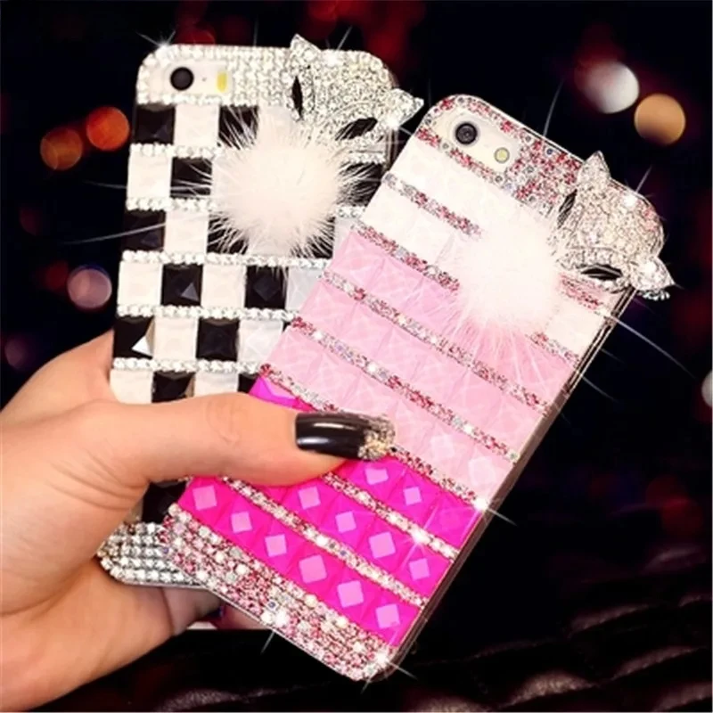 Fashion Bling Crystal Diamond Fox Hair Custodia Morbida Trasparente Per Apple Iphone 14Pro 15Pro 15 11 12 13 14 15Promax 14Promax