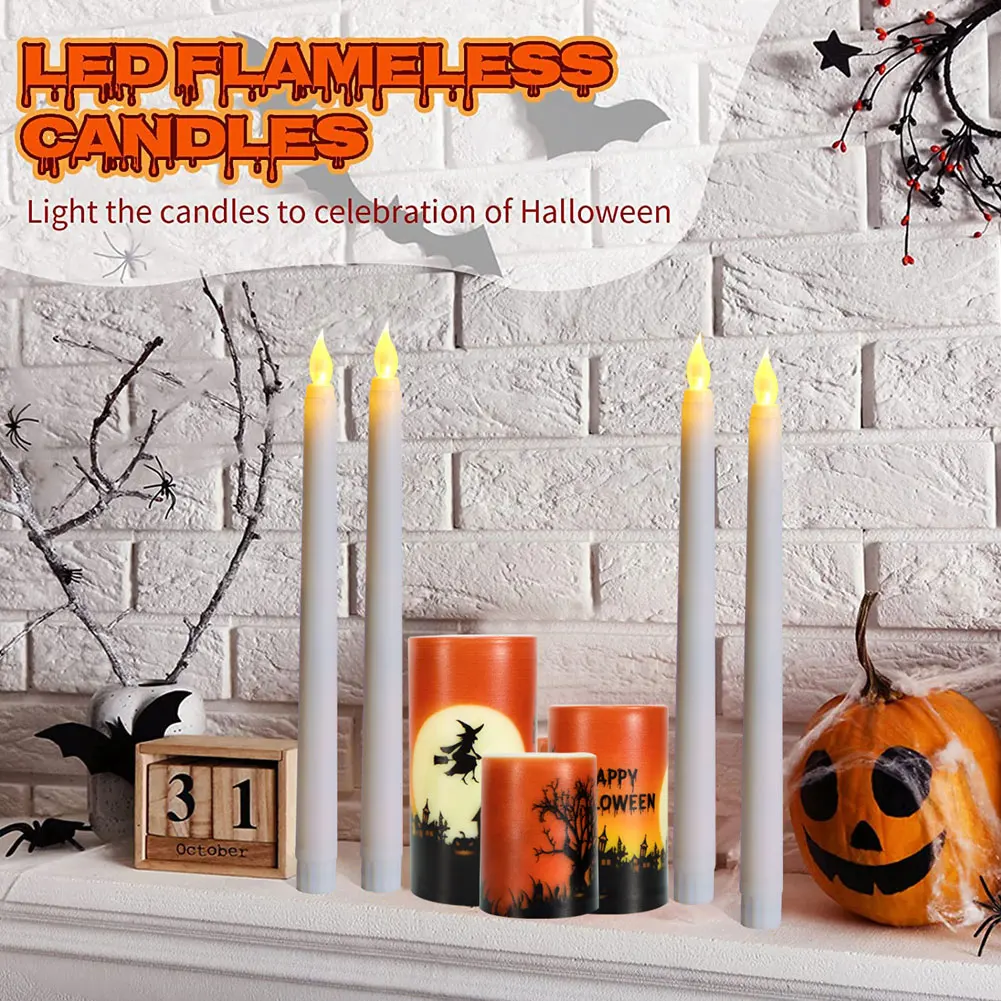 Flameless Pointed Candle Light Long Christmas LED Candle Battery Powered Decorative Church Flickering Candle Light for Event