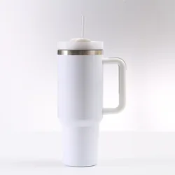 Insulated Stainless Steel Travel Tumbler with Lid & Straw - 40oz Heat - Resistant Double Wall Design - 1100ML (White)