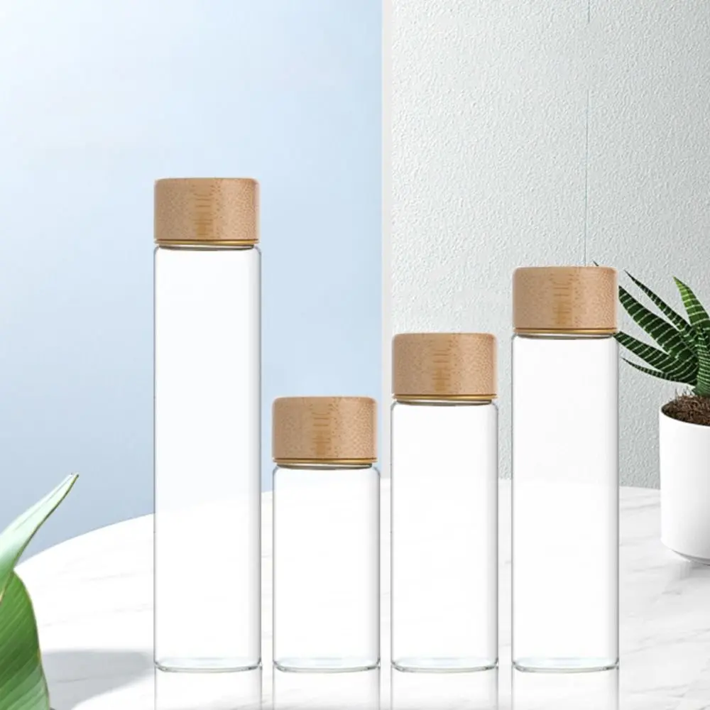 Dispensing Bottles Glass Sealed Spice Jars Transparent Storage Tank with Wood Lids Glass Storage Bottle Storage Tool 4