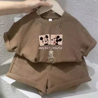 Summer Baby Girls Clothes Set Kid Fashion Disney Printed T-Shirts And Shorts 2pcs Suit Children Short Sleeve Top Bottom Outfits 1