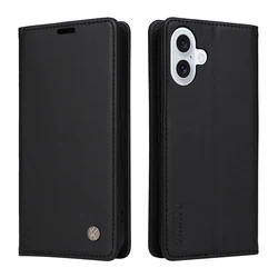Ultra Slim Magnetic Leather Wallet Flip Case | Premium Design - iPhone 12 Mini (BK)