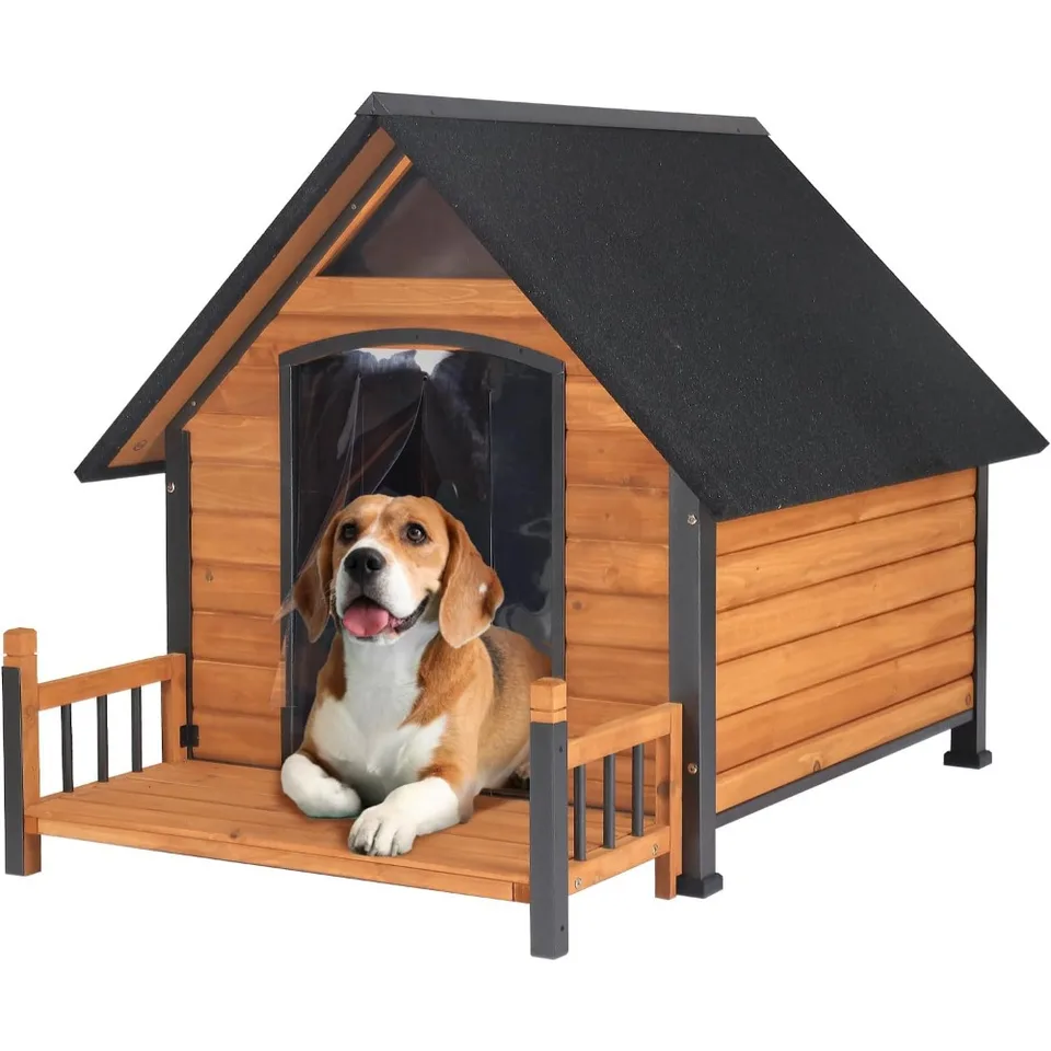 Weatherproof Outdoor Dog House with Metal Frame