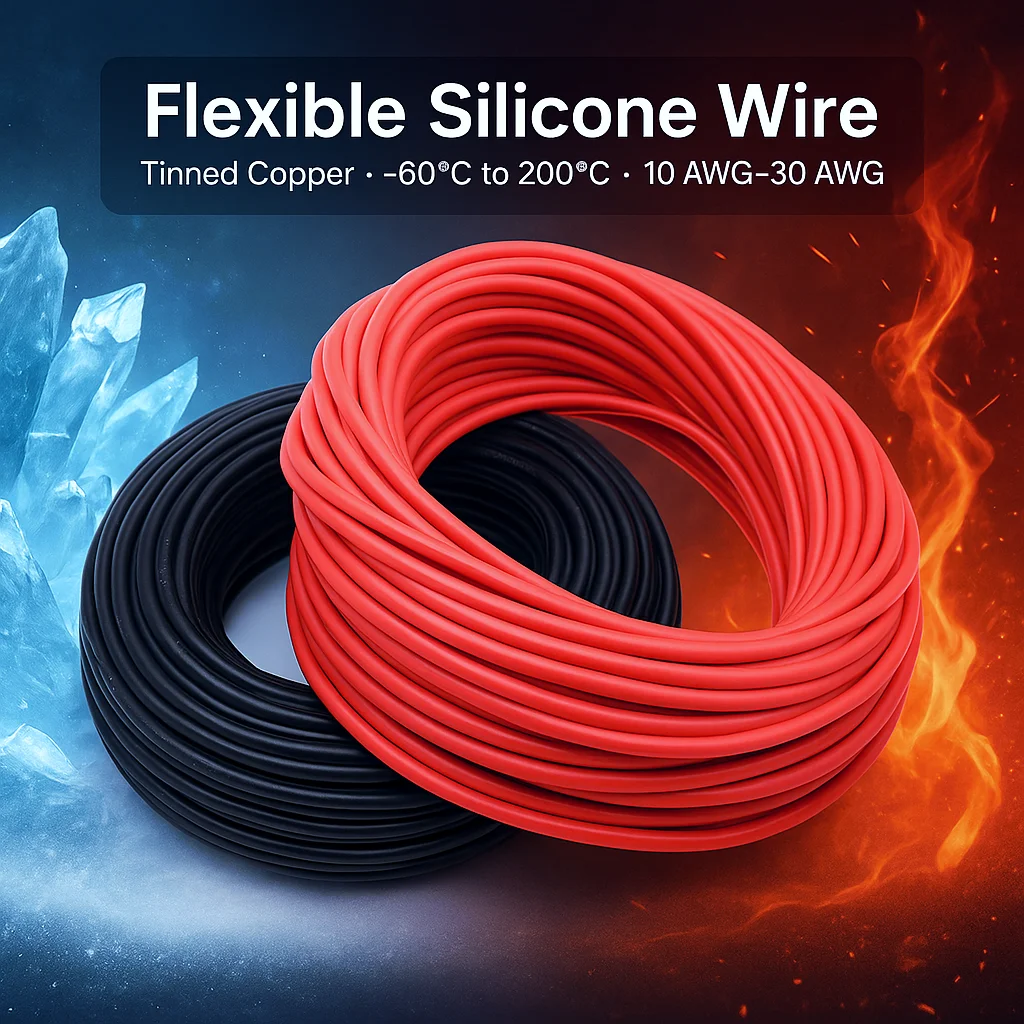Silicone Wire 2pin red and black 1m and 5m 10 12 14 16 18 20 22 24 26 28 30AWG