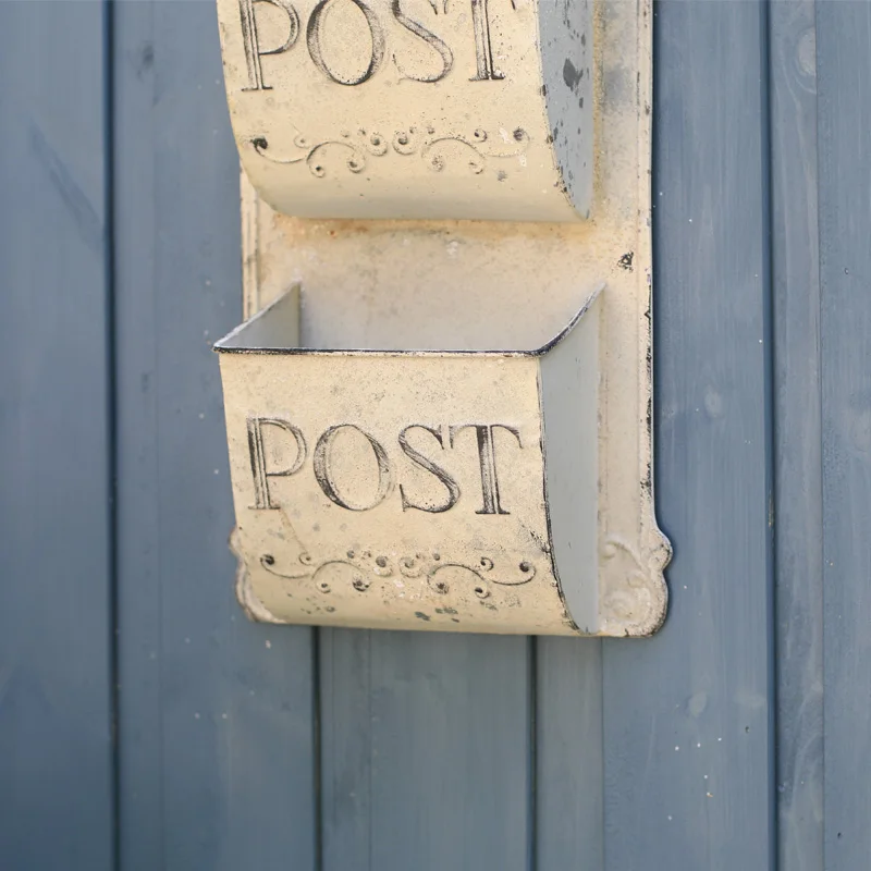 Outdoor Wall Mounted Mailbox Metal Letter Box French Rural Style Wind Storage Box Home Decoration Leaving Message wall mounted mailbox