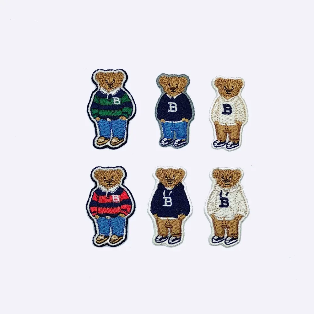 Flower Patch Stickers Cartoon Bear Embroidered For Clothing DIY