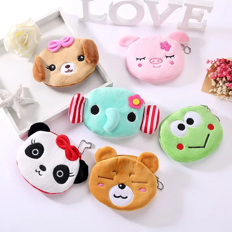 

Soft Plush Panda Dog Rabbit Monkey Cartoon Women Coin Purse Mini Cute Zipper Girls Coin Wallet USB Cable Bag Key Wallets