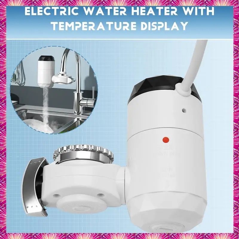 LUWEI Electric Water Heater With Temperature Display For Kitchen Instant Heating Faucet Heater Tankless Water EU Plug