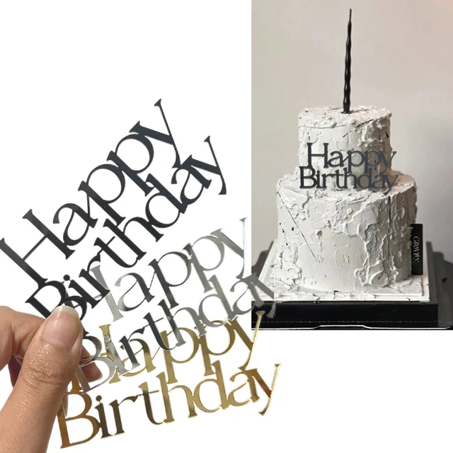 Acrylic Happy Birthday Cake Topper Black