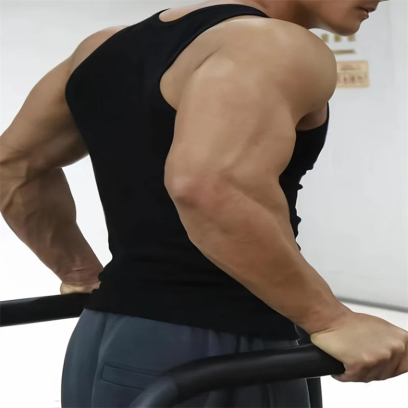 Men Solid Color Sports Tank Top Quick Dry Cool Breathable Round Neck Sleeveless Shirt Summer Outdoor Men Clothing cotton vest compression t shirt men undershirt short sleeve undershirt sports sleeveless vest tanktop set quick dry t shirt cotton sleeveless t shirt compression shirt men wrestling singlet