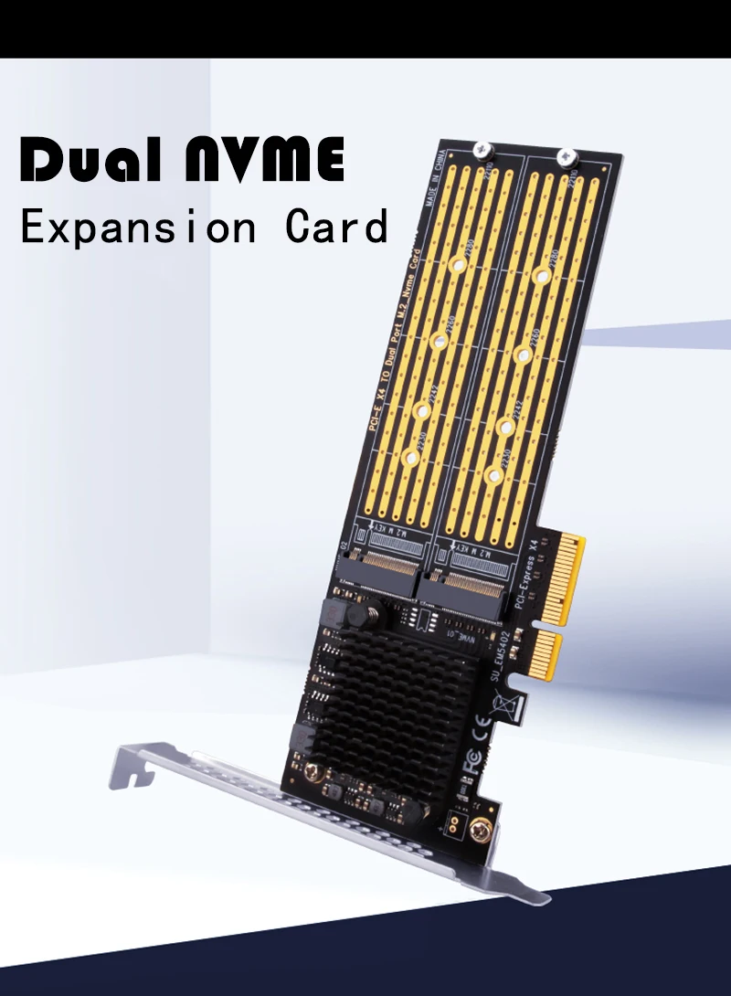 Description Picture 4 of itemSplit-free 2Port M2 NVME PCIE Adapter for NVMe SSD M Key B&M Key to PCI Express X4 Expansion Card Riser with Low Profile Bracket