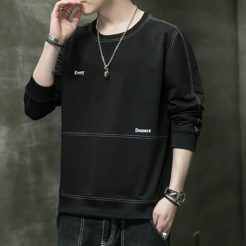 

Male Clothes Top White Spliced Sweatshirt for Men Pullover Print Hoodieless Low Price One Piece Sweat Shirt Free Shipping S Warm