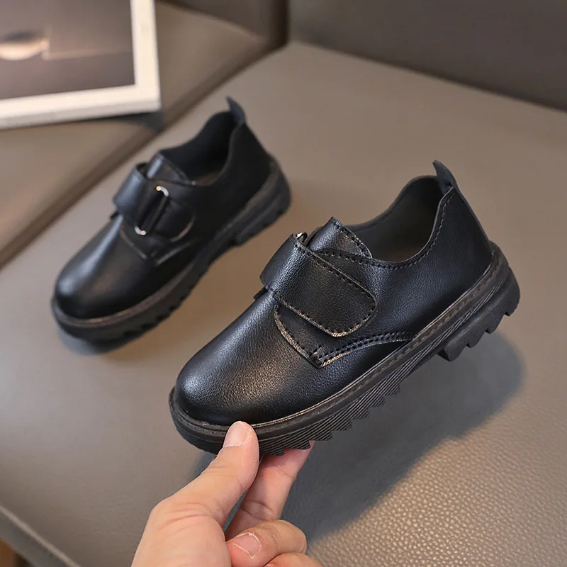 Children Boys Leather Shoes Kindergarten Versatile Performance Black Uniform School Shoes Kids Soft Girls Britain PU