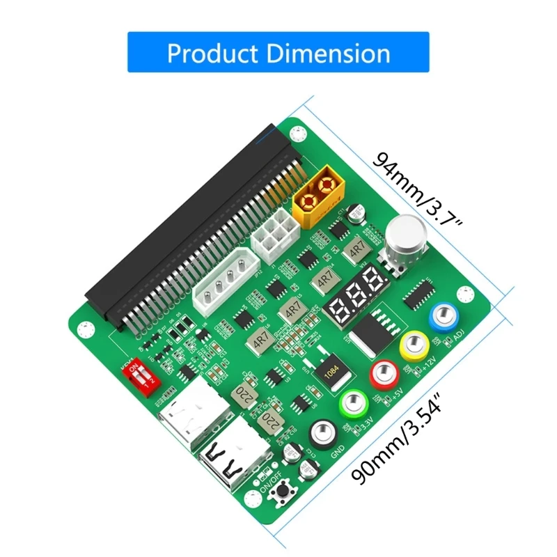 

3.3V/5V/12V Adjustable Voltages Knob Power Supply Breakouts Board