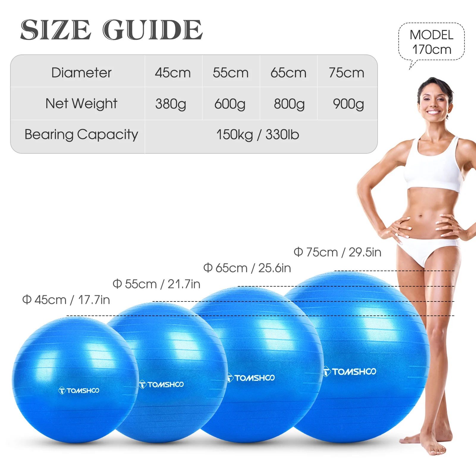 45cm/55cm/65cm/75cm Thickened Stability Yoga Ball 4