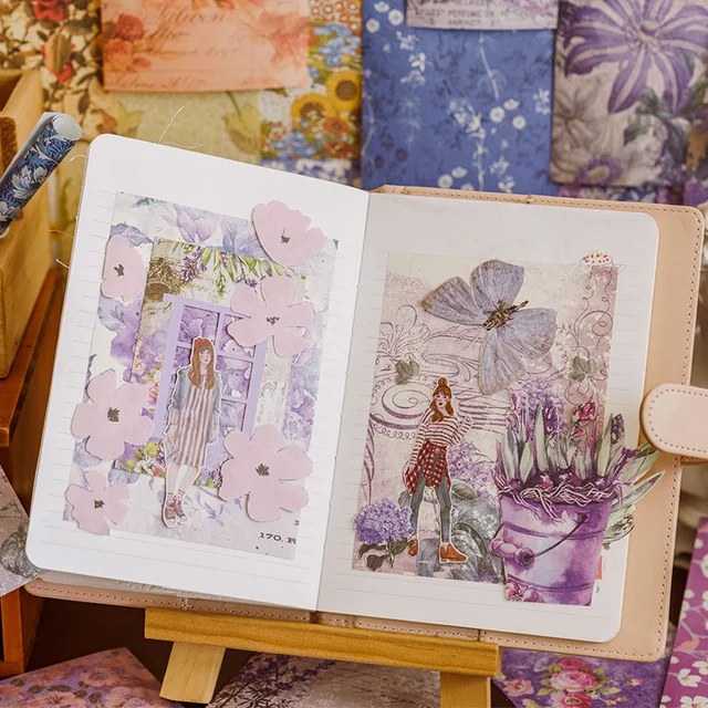 100pcs Vintage Floral Scrapbook Paper 5