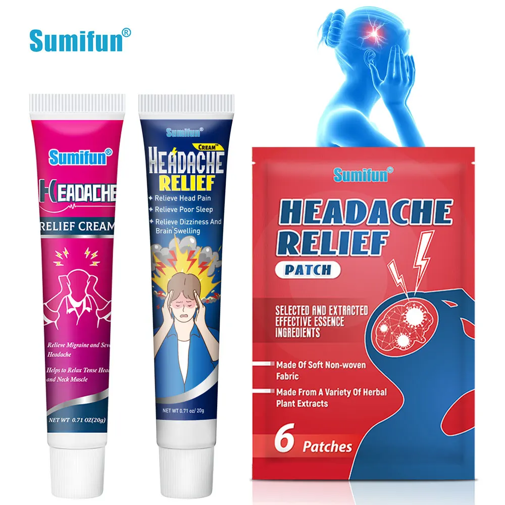

3Type of Headache Relief Cream Herbal Migraine Treatment Medical Patches for Relax Nerve Soothing Pain Dizziness Refreshing