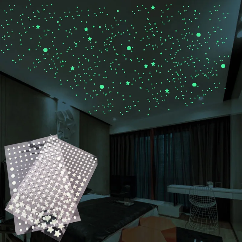 Luminous star wall stickers 202pcs luminous stickers decorative bedroom children's room fluorescent polka dot