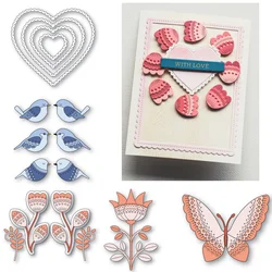 2024 Nordic Love Flower Bird Metal Cutting Dies for Making Card Scrapbook Embossed Diy Craft Template Decoration Valentines Day