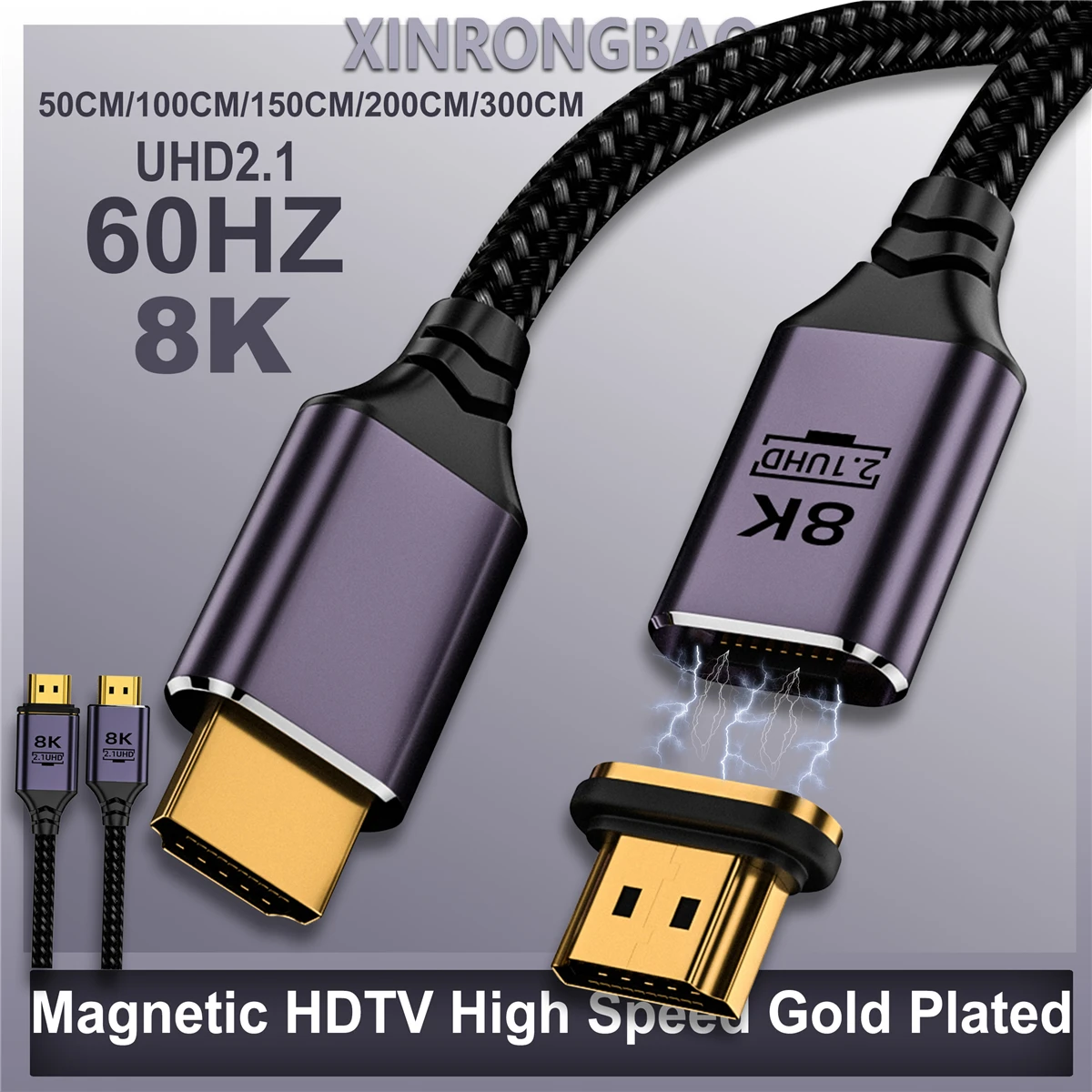 Macho para Fêmea Magnetic hd Data Cabo Conexão de Extensão hd 8k 60hz Pure Copper Computador tv Projetor Cabo Hdmi Hdtv
