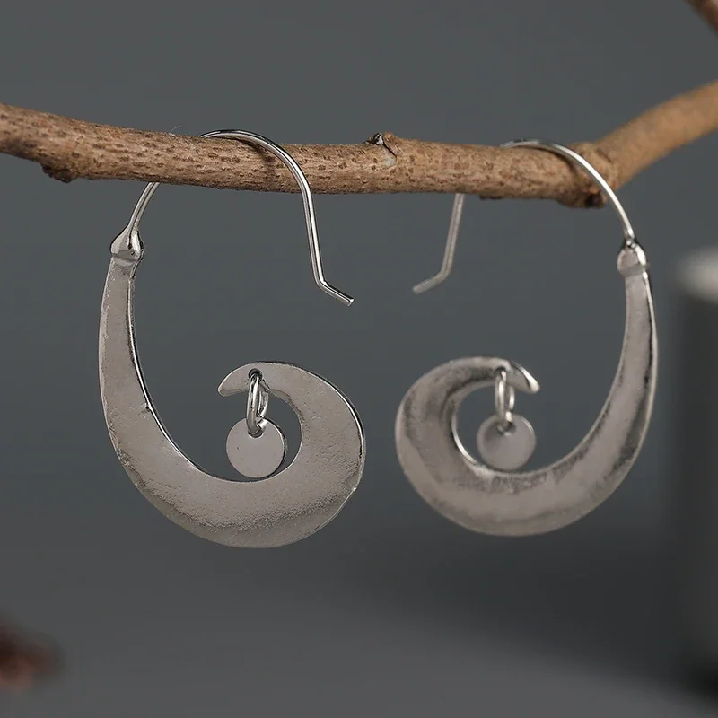 

Bohemian Natural Irregular Earrings for Women Vintage Ethnic Antique Silver Color Female Statement Earrings Party Wedding Gift