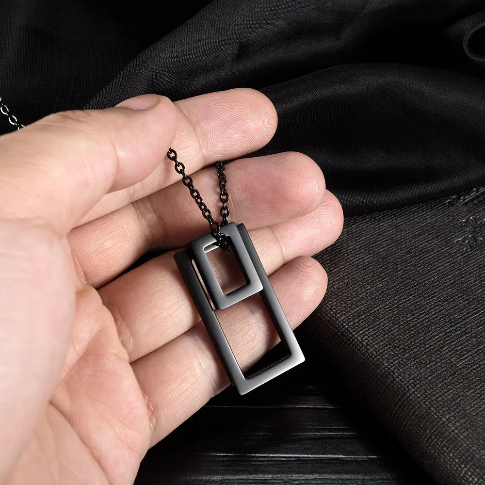 

Simple geometric square all-match titanium steel pendant necklace Minimalist square necklace