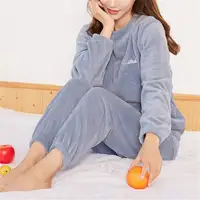 Women Velvet Pajama Set Fleecing Warm Loose Top And Elastic Waist Pants Casual Warm Woolen Suit Women 2024 Winter Men Sleepwear 2