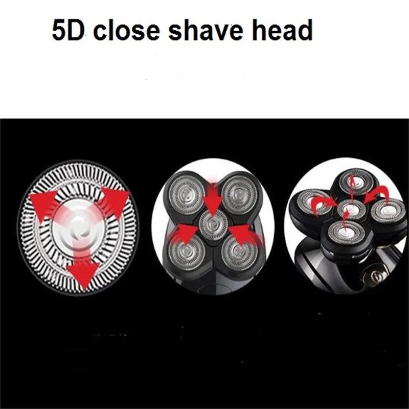 5D Electric Hair Remover Shaver - Cordless Wet/Dry Bald Head Razor With USB Charging
