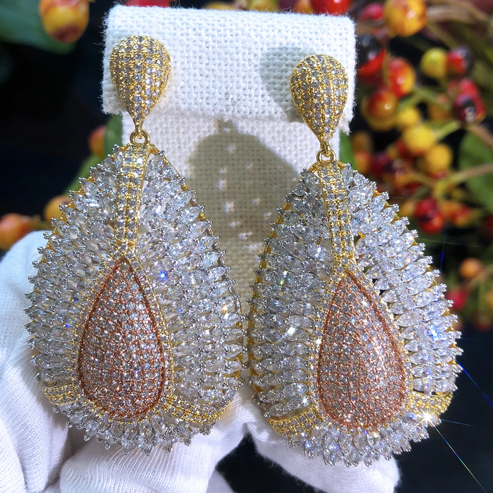 

SisCathy Elegant Lucky Waterdrop Earrings Women Cubic Zirconia Party Prom Jewelry Accessory Valentine's Day boucle d'oreille
